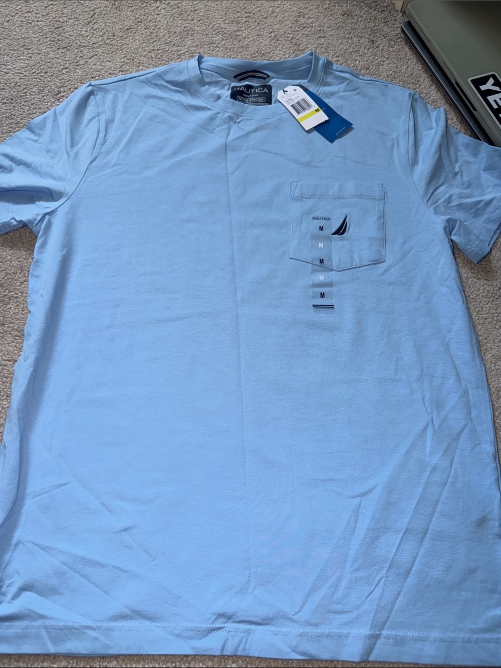 Nautica Men’s Sky Blue Short-Sleeve Pocket Tee